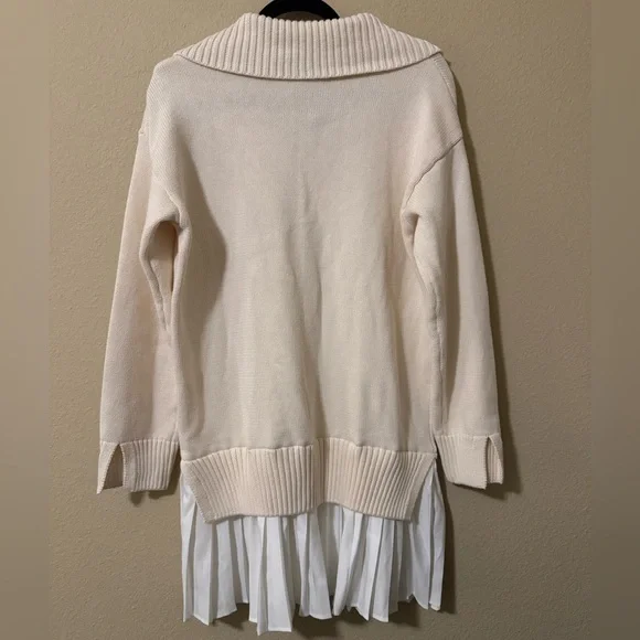 Anthropologie English Factory Elegant Cream Twofer Sweater Dress - Picture 5 of 5